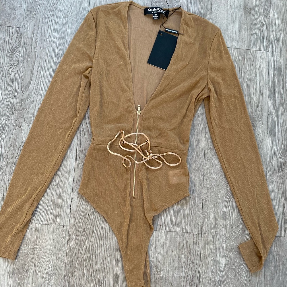 Bodysuit gold and sheer